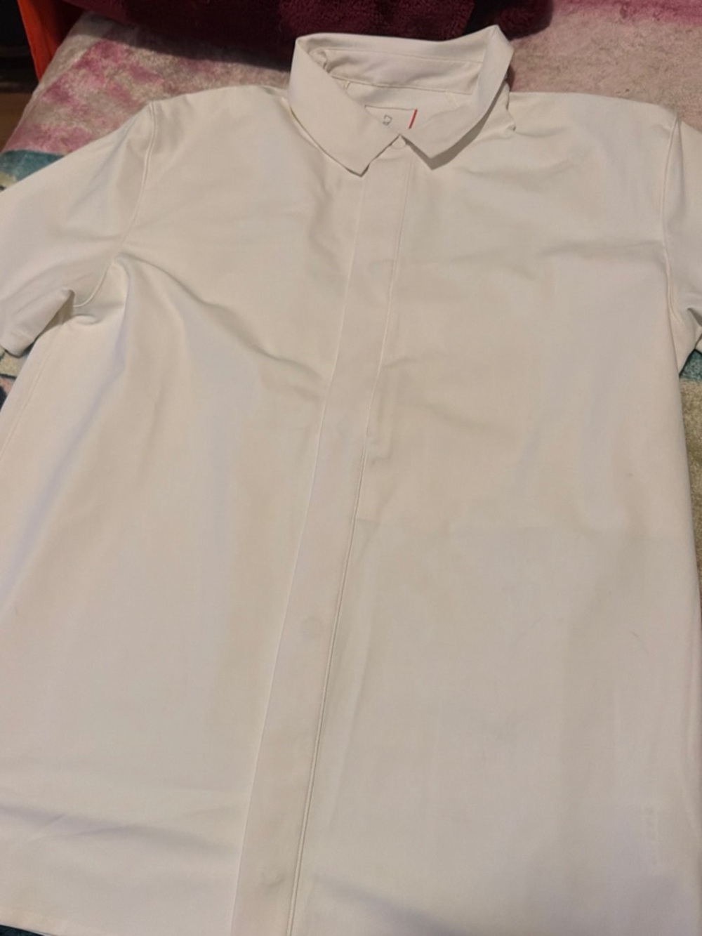 Nike Men's White Short-Sleeve Hidden-Placket Dress Shirt